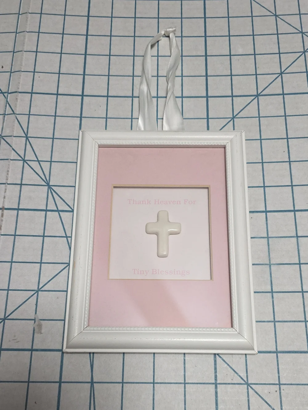 White Frame Pink Mat 'Thank Heaven For Tiny Blessings' Wall Hanging